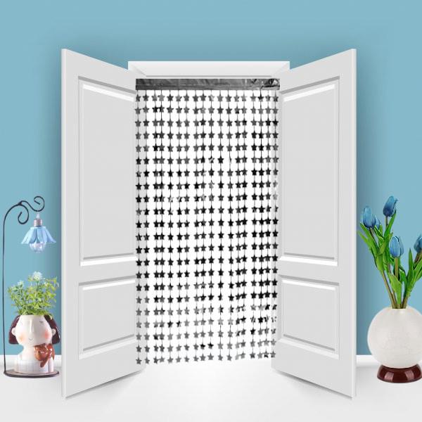 METALİZE YILDIZ GÜMÜŞ KAPI PERDESİ 2*1m