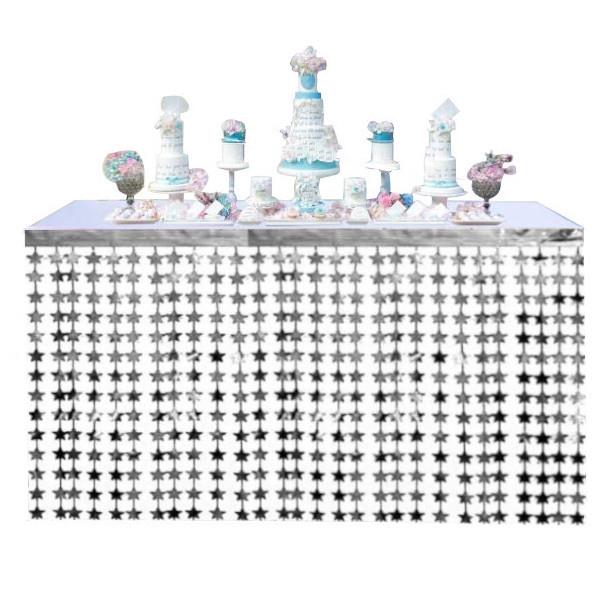 METALİZE YILDIZ GÜMÜŞ MASA ETEĞİ 70*300cm