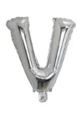 V- HARF 32 İNC GÜMÜŞ RENK BALON 76 CM