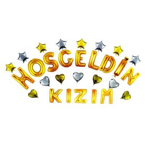 KALPLİ HOŞGELDİN KIZIM GOLD SET BALON