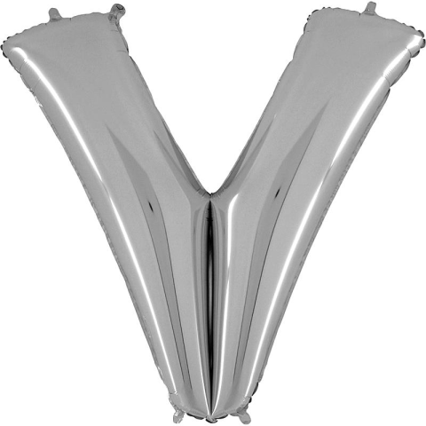 V- HARF 32 İNC GÜMÜŞ RENK BALON 76 CM