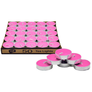 50 Lİ TEALİGT YUVARLAK PEMBE MUM KL:40