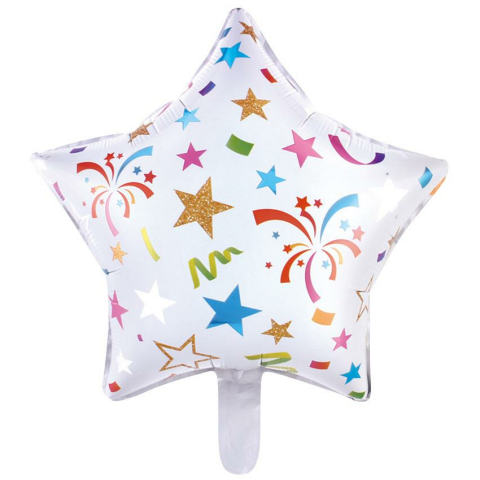 18 İNC YILDIZ HAVAİ FİŞEK BASKILI FOLYO BALON