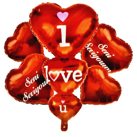 3 LÜ KALP I LOVE YOU KIRMIZI 5Lİ SET BALON