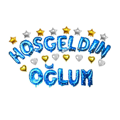KALPLİ HOŞGELDİN OĞLUM MAVİ SET BALON