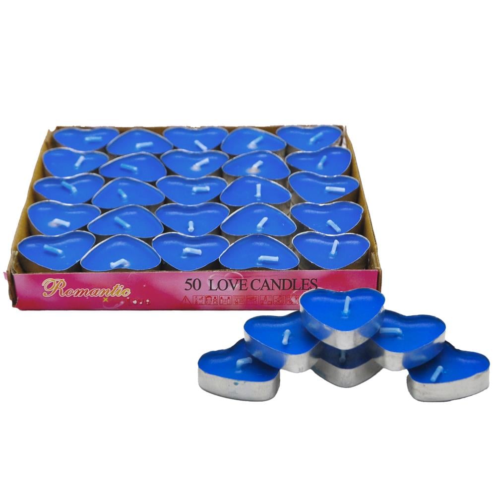 50 Lİ TEALİGT MAVİ KALP MUM KL:40