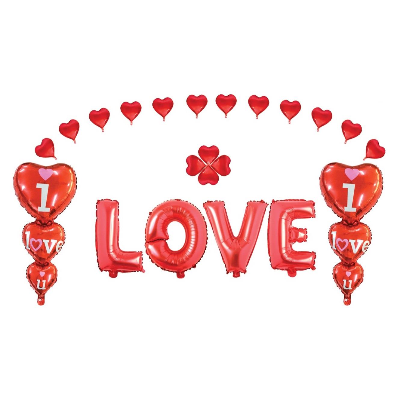 16 İNC 3LÜ KALP LOVE KIRMIZI SET BALON
