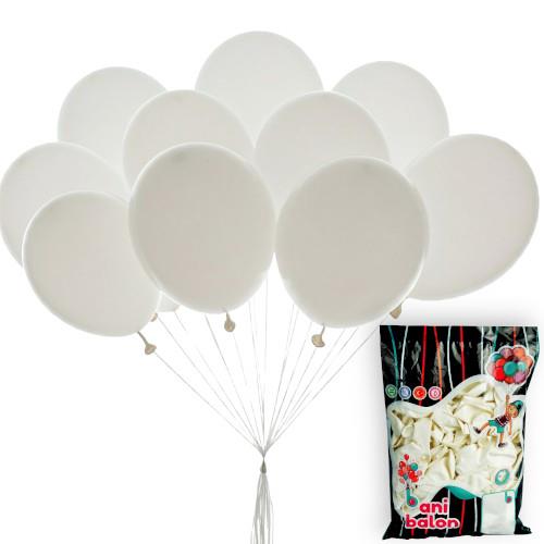12 BANİ PASTEL BALON BEYAZ 100 LÜ