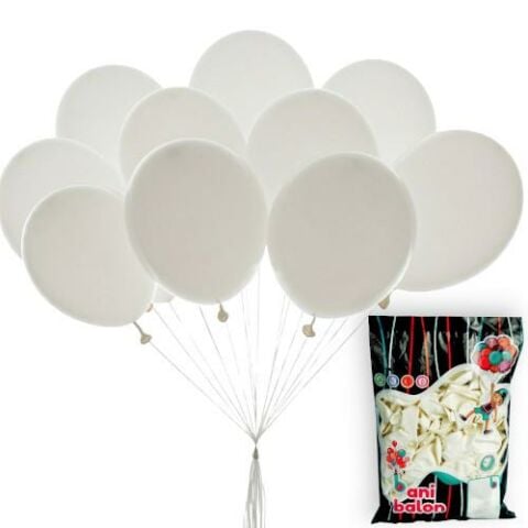 12 BANİ PASTEL BALON BEYAZ 100 LÜ