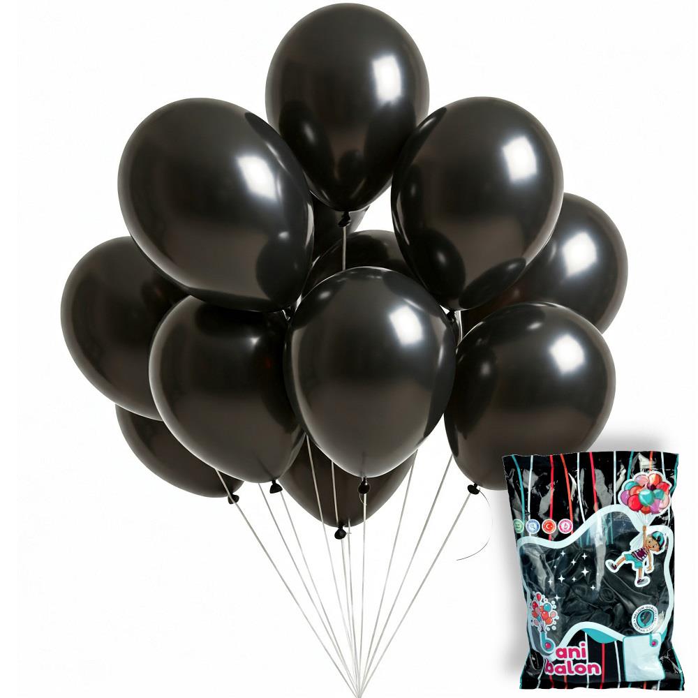 12 BANİ PASTEL BALON SİYAH  100 LÜ