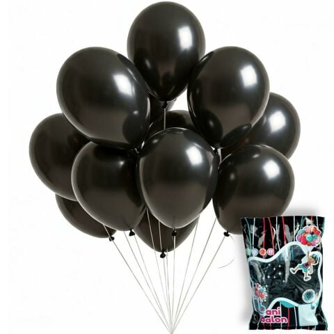 12 BANİ PASTEL BALON SİYAH  100 LÜ