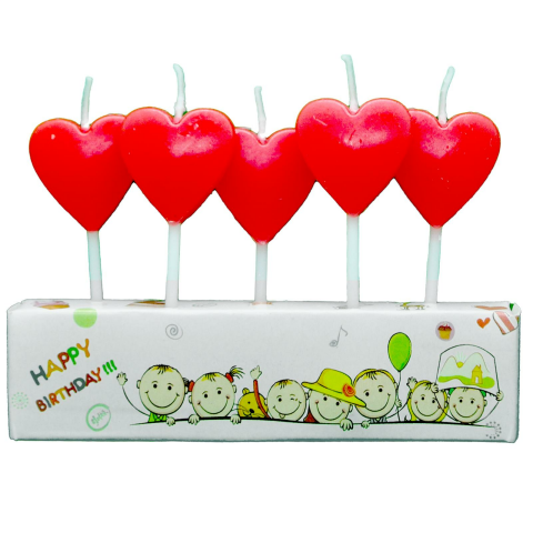 5 Lİ KALP KIRMIZI MUM PK:12