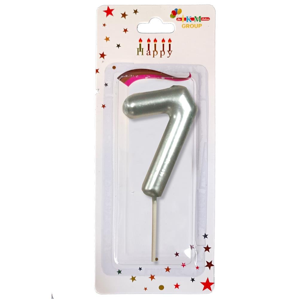 ORTA BOY 7 RAKAM GÜMÜŞ MUM 12CM PK:24 KL:600