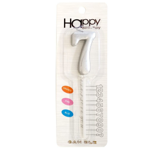 ORTA BOY 7 RAKAM GÜMÜŞ MUM 12CM PK:24 KL:600