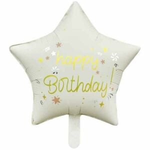 18 İNC YILDIZ HAPPY BİRTHDAY KREM FOLYO BALON  47*47
