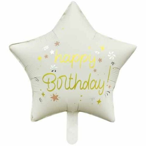 18 İNC YILDIZ HAPPY BİRTHDAY KREM FOLYO BALON  47*47