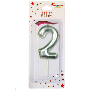 ORTA BOY 2 RAKAM GÜMÜŞ MUM 12CM PK:24 KL:600