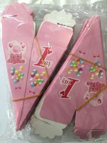 1 YAŞ PEMBE KÜLAH KUTU 50 Lİ