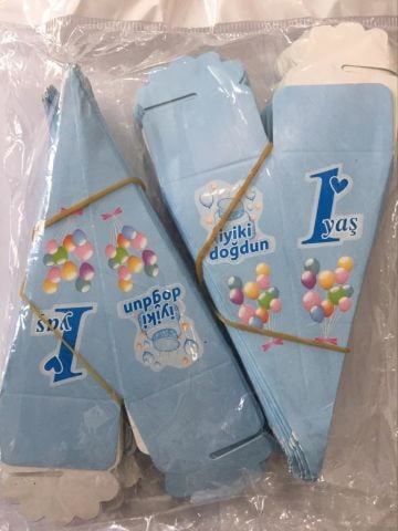 1 YAŞ MAVİ KÜLAH KUTU 50 Lİ