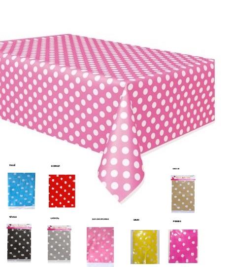 PLASTİK PUANLI PEMBE MASA ÖRTÜSÜ 120*180cm