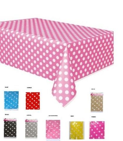 PLASTİK PUANLI PEMBE MASA ÖRTÜSÜ 120*180cm