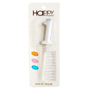 ORTA BOY 1 RAKAM GÜMÜŞ MUM 12CM PK:24 KL:600