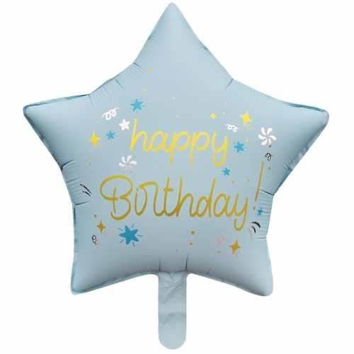 18 İNC YILDIZ HAPPY BİRTHDAY MAVİ FOLYO BALON  47*47