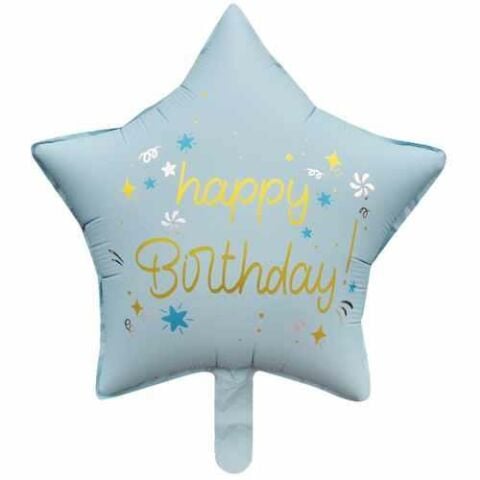 18 İNC YILDIZ HAPPY BİRTHDAY MAVİ FOLYO BALON  47*47