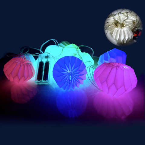 2MT 2 PİLLİ SARKIT BEYAZ YUVARLAK RGB LED KAĞIT SÜS