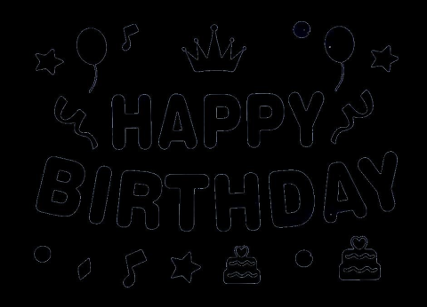 HAPPY BİRTHDAY SİYAH YAPIŞKANLI BALON STİCKER