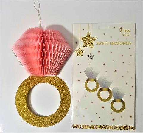 30 CM PARAŞÜT PEMBE İPLİ PETEK SÜS