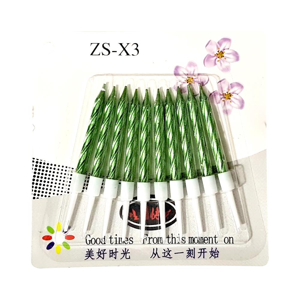 10 LU BURGULU YEŞİL MUM 7.5CM PK:14 KL:420