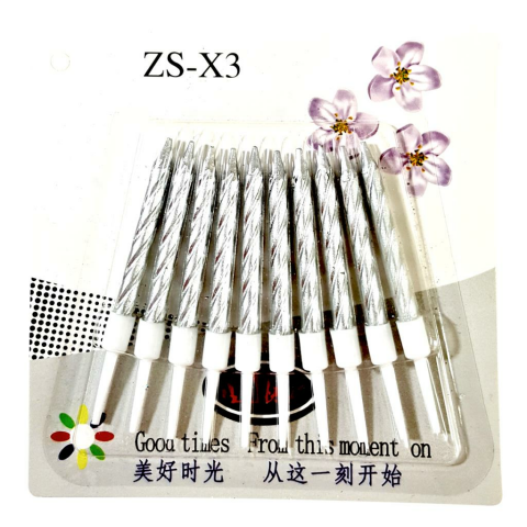 10 LU BURGULU GÜMÜŞ MUM 7.5CM PK:14 KL:420