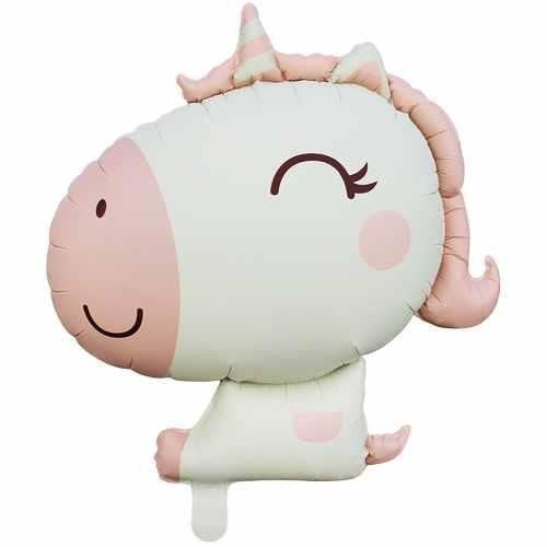 PEMBE RETRO RENK UNİCORN KAFA FOLYO BALON 65*78,5