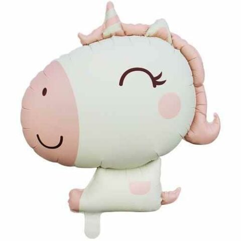 PEMBE RETRO RENK UNİCORN KAFA FOLYO BALON 65*78,5