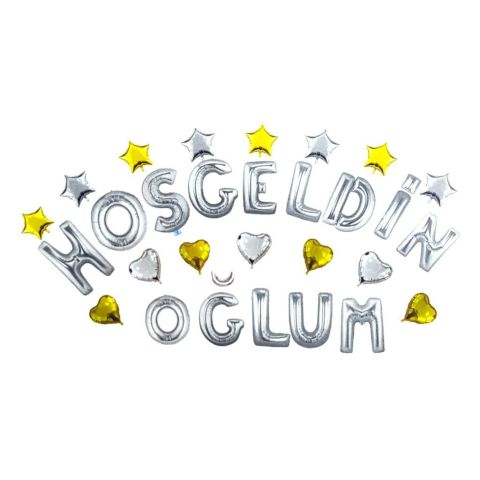 KALPLİ HOŞGELDİN OĞLUM GÜMÜŞ SET BALON