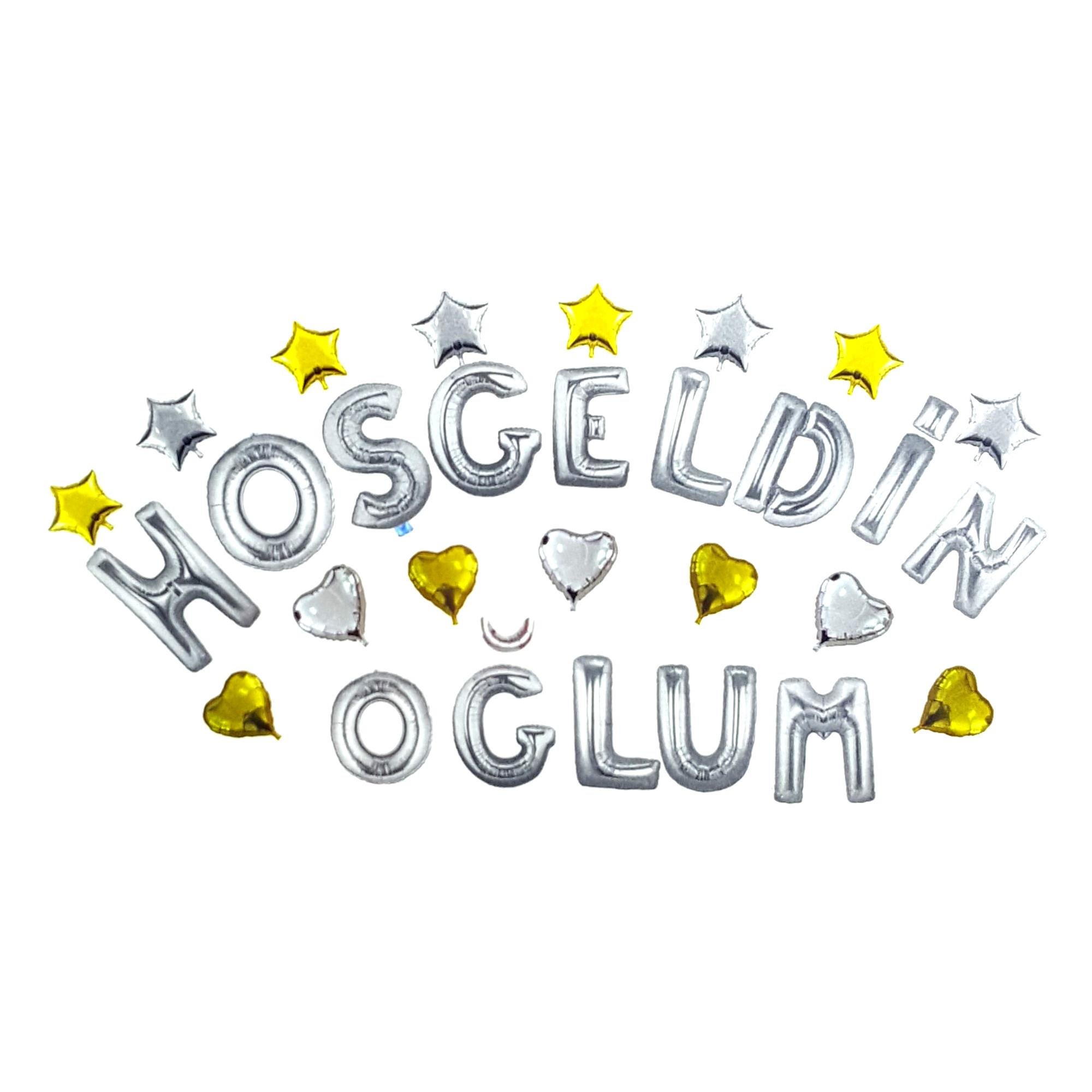 KALPLİ HOŞGELDİN OĞLUM GÜMÜŞ SET BALON