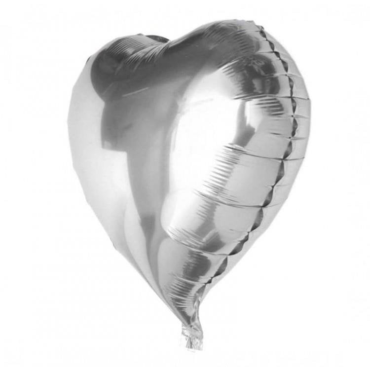 34 İNC KALP GÜMÜŞ FOLYO BALON 100 CM