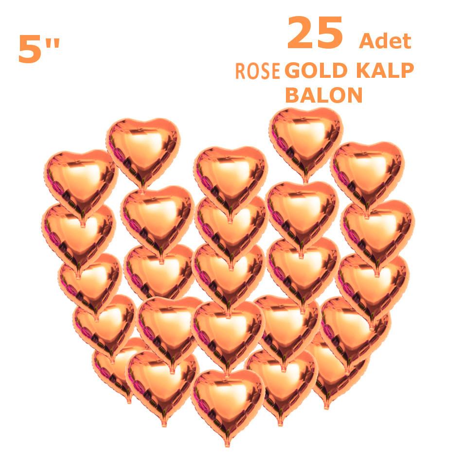 25 KALPLİ 5 İNC KALP ROSEGOLD SET BALON