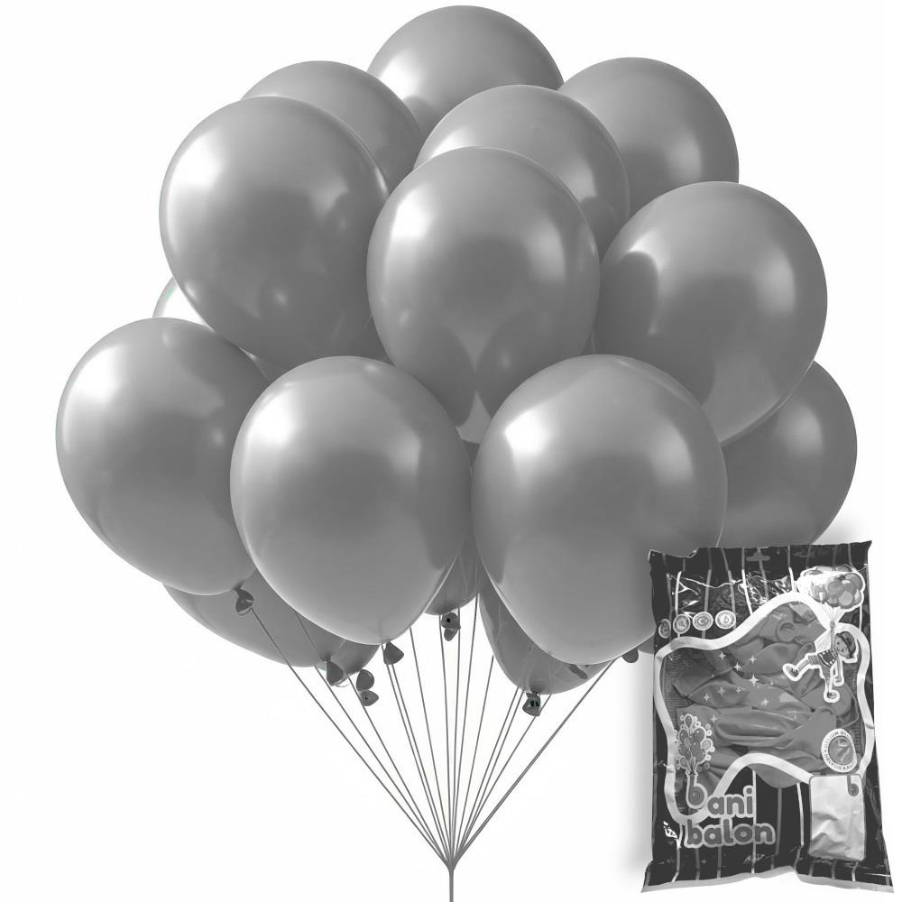 12 BANİ PASTEL BALON GRİ 100 LÜ