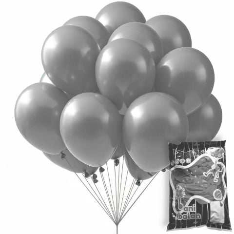 12 BANİ PASTEL BALON GRİ 100 LÜ