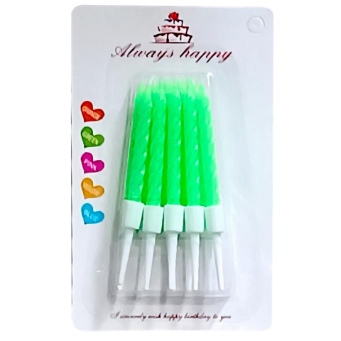 10 LU KÜÇÜK BURGULU YEŞİL MUM 7.5 CM PK:50 KL:600