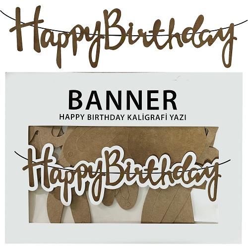 BANNER EL YAZILI HAPPY BİRTHDAY KRAFT UZAR YAZI