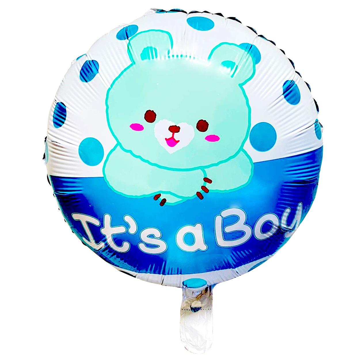 18 İNC YUVARLAK AYICIK MAVİ FOLYO BALON  43*43
