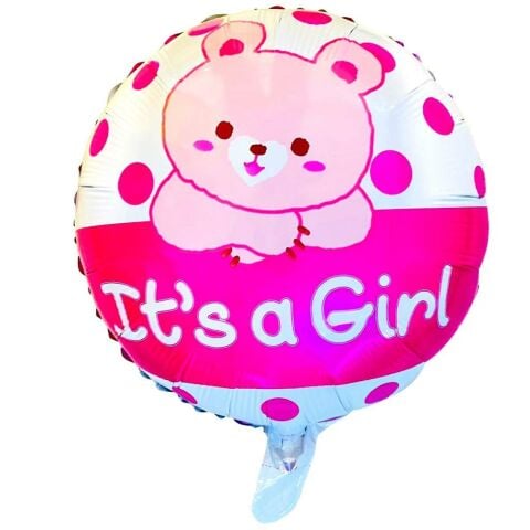 18 İNC YUVARLAK AYICIK PEMBE FOLYO BALON  43*43