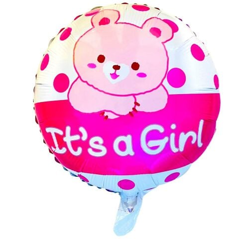 18 İNC YUVARLAK AYICIK PEMBE FOLYO BALON  43*43