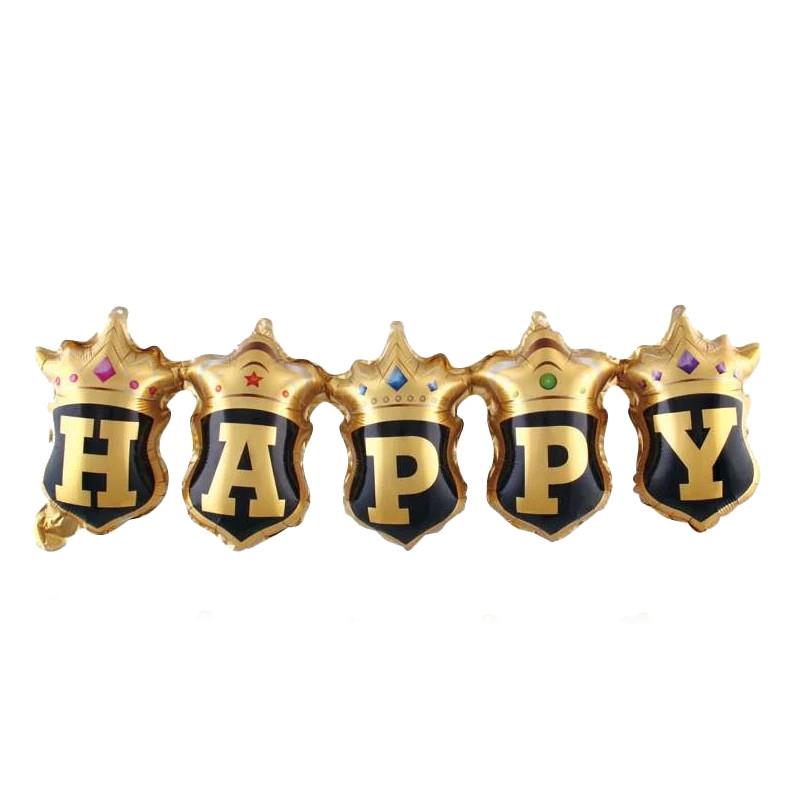 TEKLİ TAÇLI HAPPY GOLD  KONSEPT FOLYO BALON 23*81