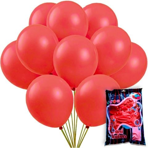 12 BANİ PASTEL BALON KIRMIZI 100 LÜ