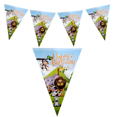 SAFARİ HAPPY BİRTHDAY ÜÇGEN FLAMA