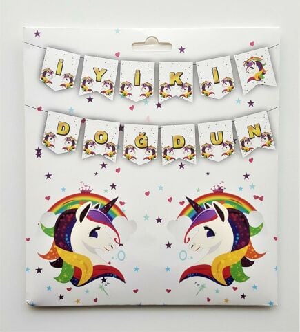 BÜYÜK BANNER UNİCORN İYİKİ DOĞDUN UZAR YAZI